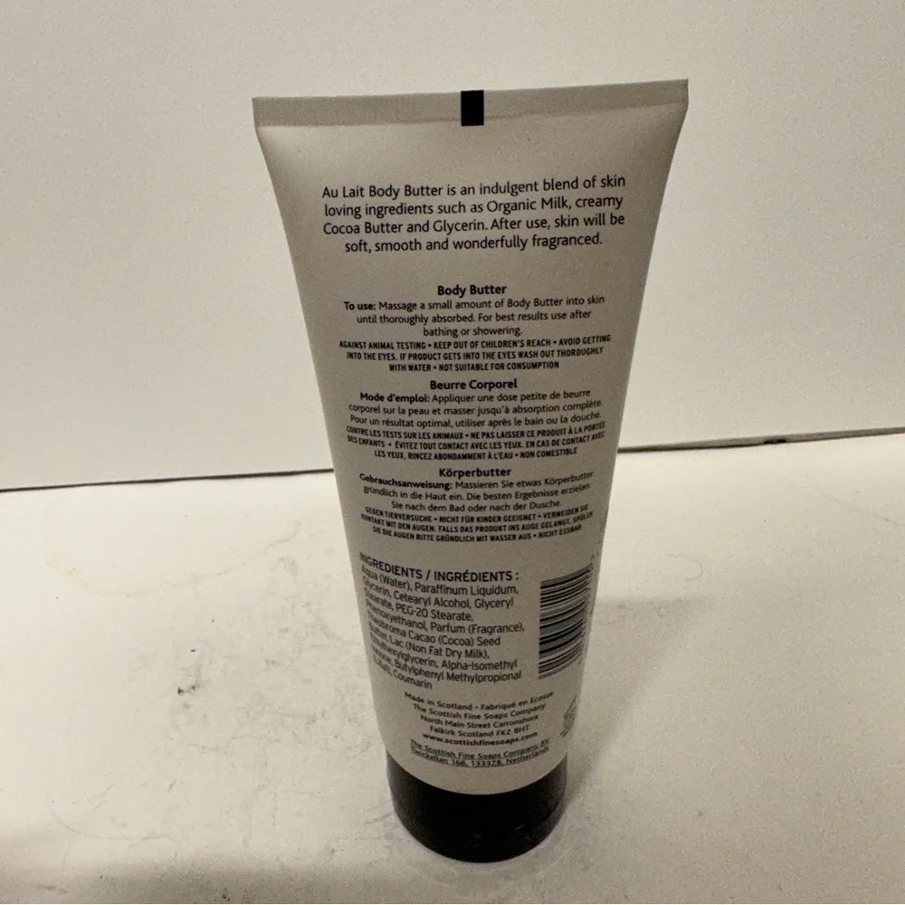 Au Lait Milk Body Butter in a Tube 7 OZ by Scottish Fine Soaps